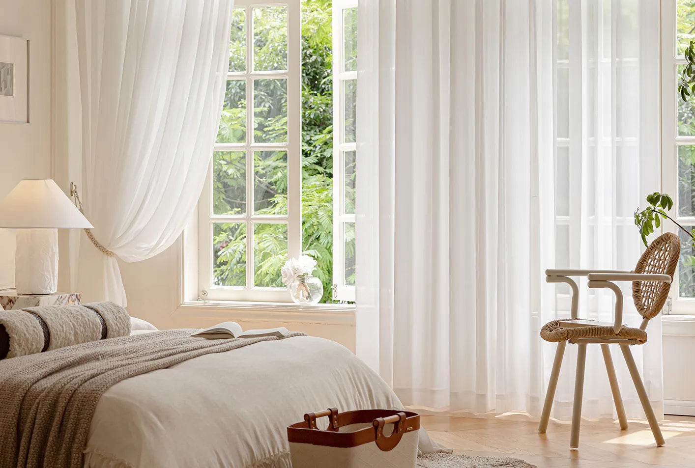 Flynn Airy Lightweight Sheer Curtain Pleated