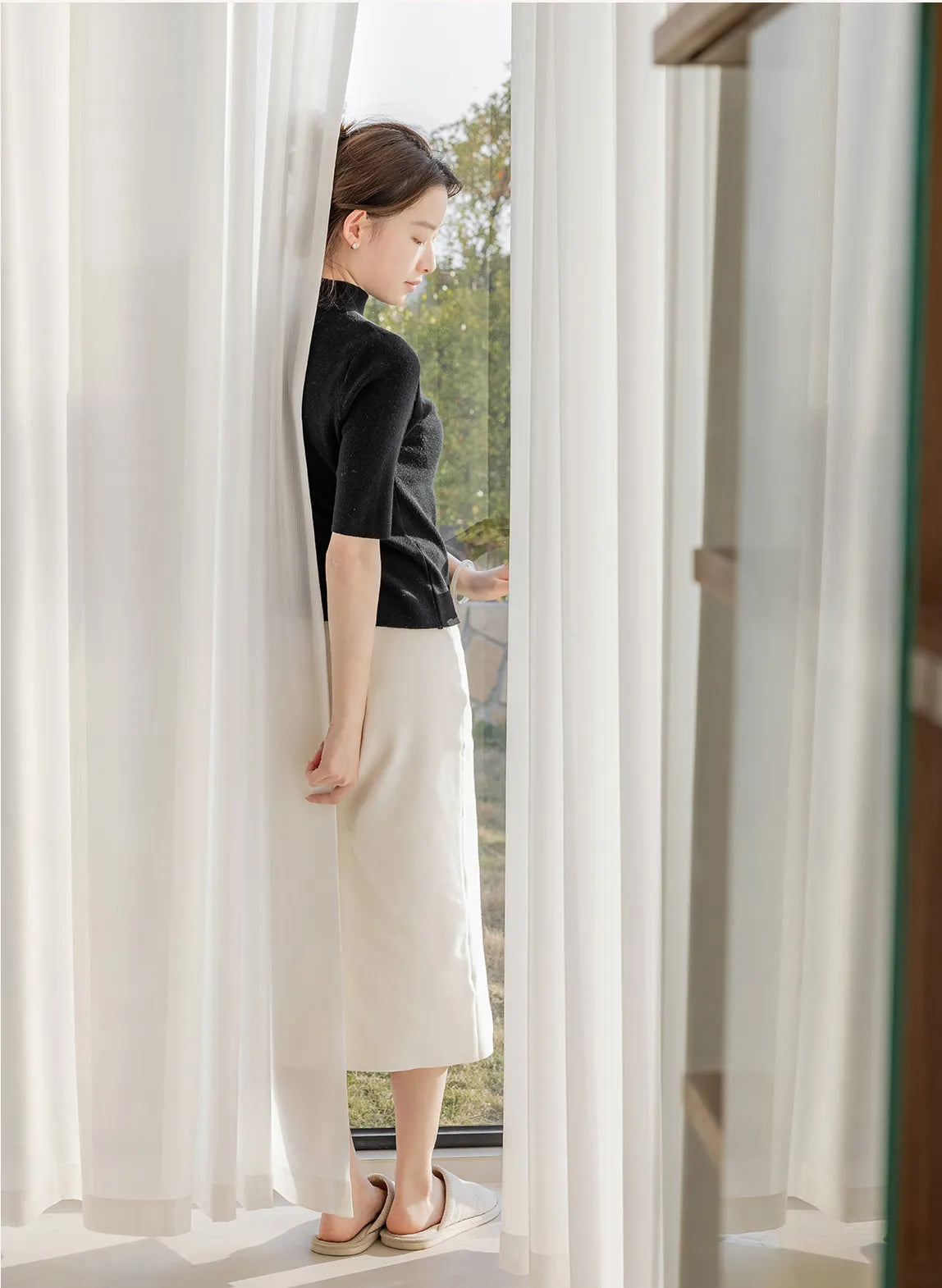 Flynn Airy Lightweight Sheer Curtain Pleated