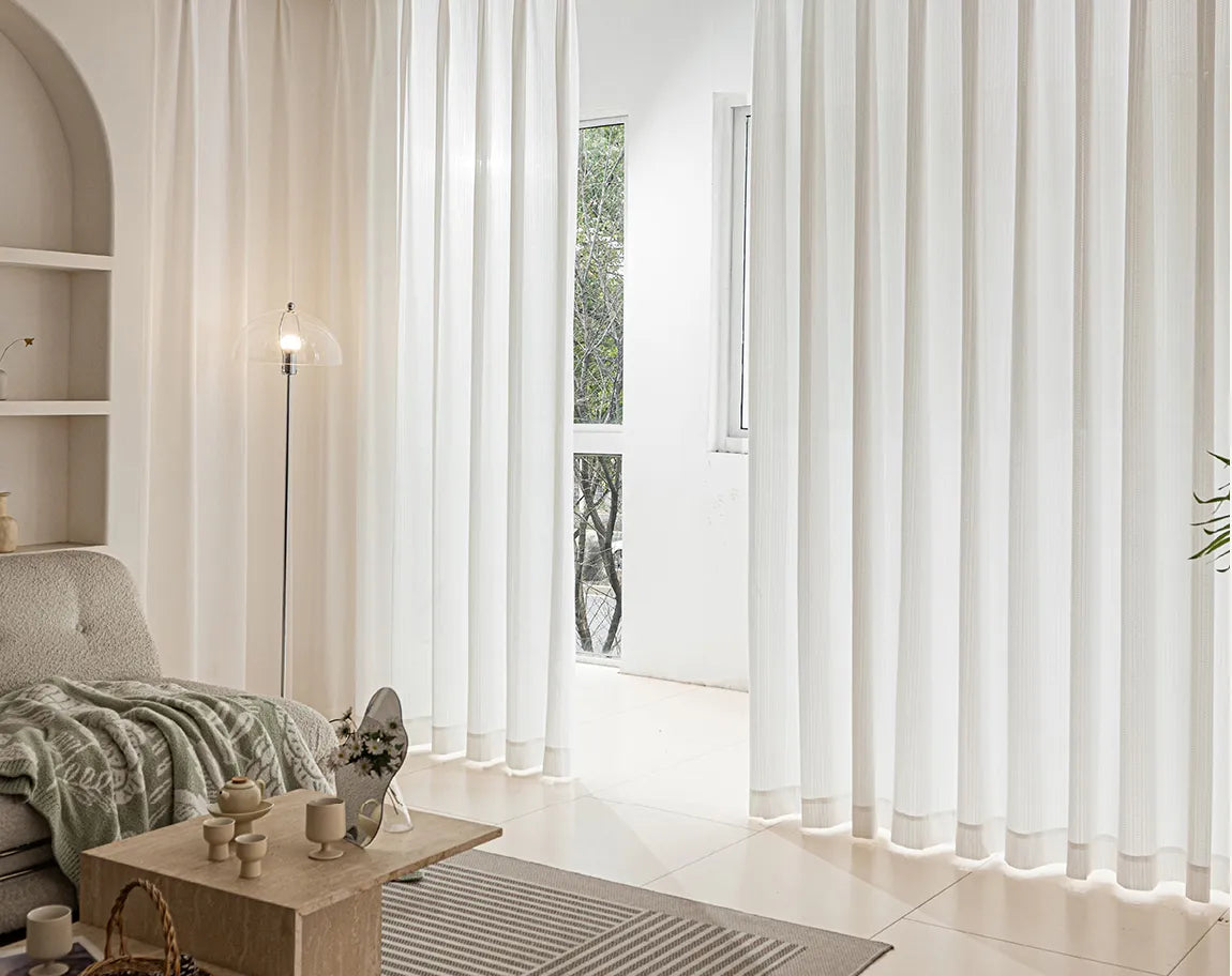 Flynn Airy Lightweight Sheer Curtain Pleated